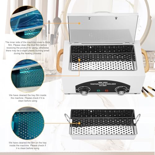 High Temperature Sterilizer Autoclave Machine 110V 300W Nail Tool Sterilizer Dry Heat Sterilizer Dental Tool Sterilizer esterilizador de manicura 1.5L Salon Equipment for Metal Tools with Handle