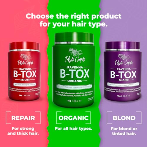 Ravenna Organic Hair B-tox Treatment - Formaldehyde-Free, Anti-Frizz Smoothing for Hair - 35.2 oz (1kg)
