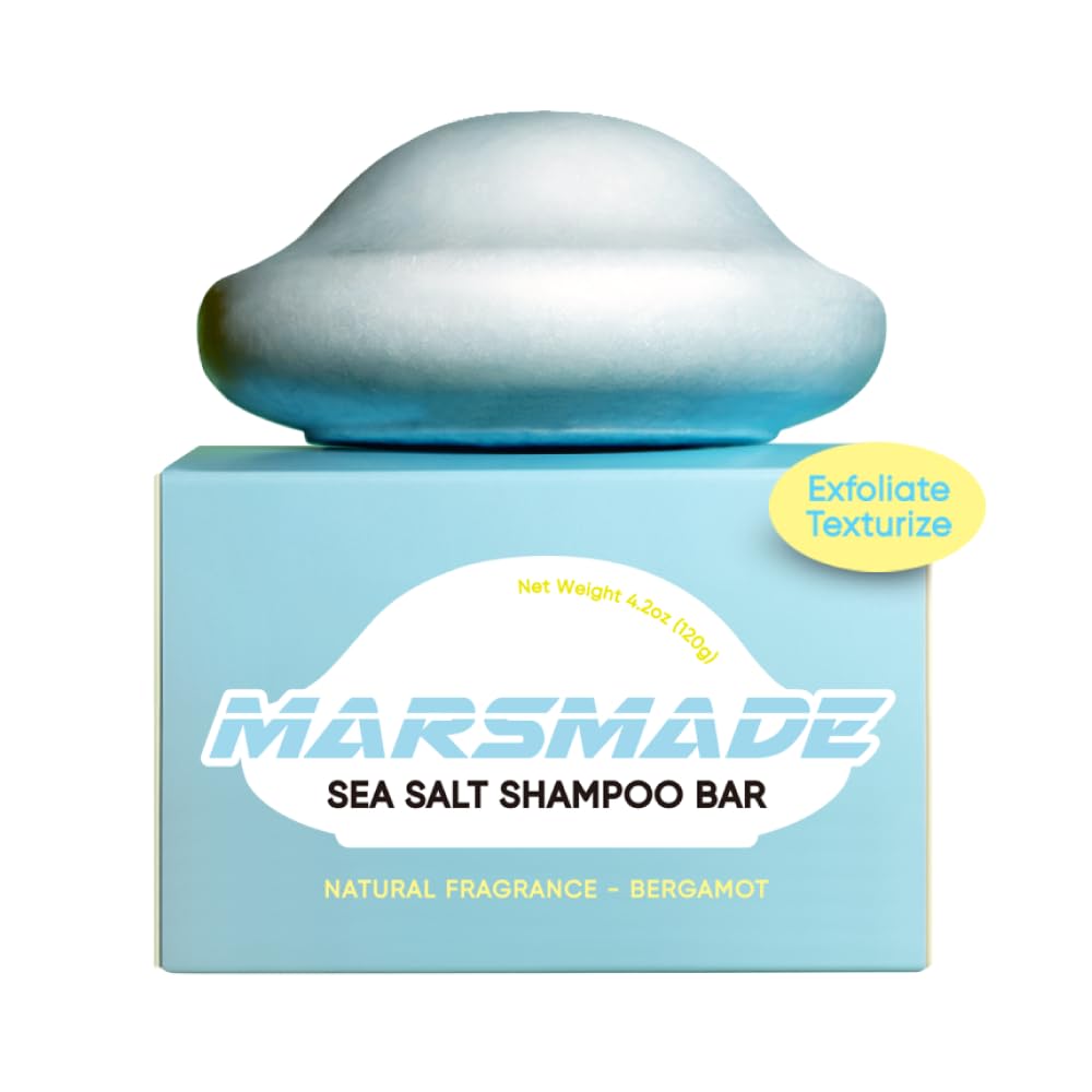 MARS MADE Sea Salt Shampoo Bar 2.0 - Hydrating & Moisturizing Natural Hair Soap Bar Shampoo for Hair Volume & Scalp Nourishment - Bathing Soap Solid Shampoo for All Hair Types (120g, 4.23oz)