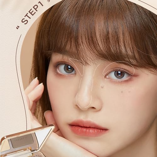 Judy Doll Contour Palette, 2 In 1 Face Highlight Contour Palette, Shades with Highlighter Makeup, Non-greasy, Lasting Sparkling, Sculpt the Face Makeup (#01 Water Waves, 0.32oz)