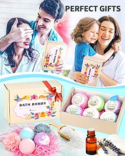 Light Up Bath Bombs with Surprise Inside, 4.23 oz XL Natural Gift Set 6 with Essential Oils, Magnesium Large Bath Bombs for Women Relaxing Spa Skin Moisturize Gifts for Women