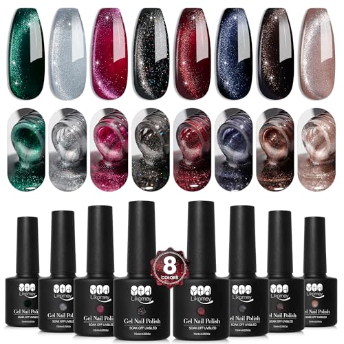 YTD Likomey Gel Nail Polish,15ml Burgundy Glitter UV Nails Gel,Dark Red Shimmer Shiny Sparkly Salon Home DIY UV Manicure Nail Art Varnish,SF400