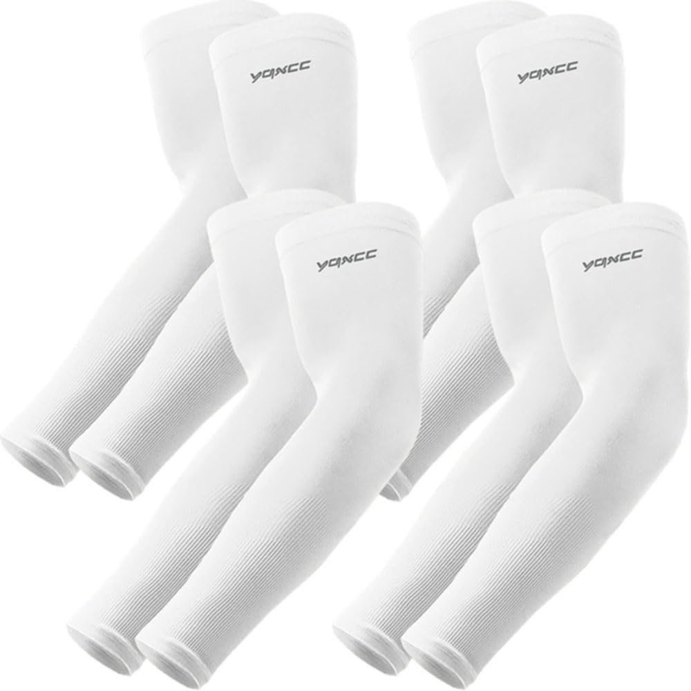 YQXCC 4 Pairs Arm Sleeves, Cooling UV Sun Protection Sports Compression Sleeves for Men Women, Golf Basketball Arm Sleeves