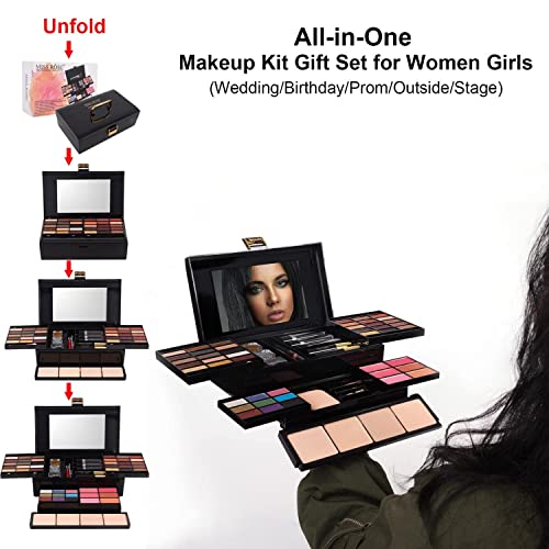 M 58 Color Professional Makeup Kit for Women Full Kit, Include Eyeshadow Facial Blusher Eyebrow Powder Face Concealer Powder Eyeliner Pencil and a Mirror(331N)