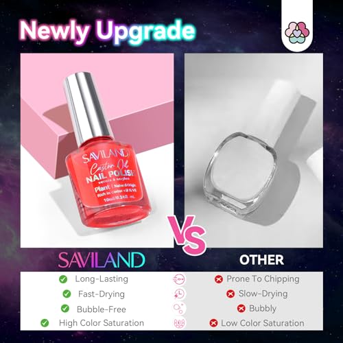 SAVILAND Glows in the Dark Nail Polish Set: 12 Colors Luminous Neon Vegan Nail Polish Kit with Base Nail Coat, Glow Effect Regular Nail Polish Quick Dry for Finger Toe Salon Home DIY Nail Art Beginner