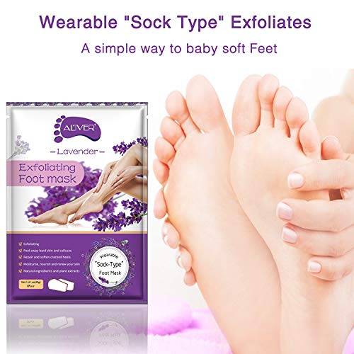 Foot Peeling Mask - 5 Pack, Exfoliating Mask Make Feet Baby Soft, Foot Mask for Dry Cracked Skin, Peeling Away Dead Skin, Calluses - Lavender