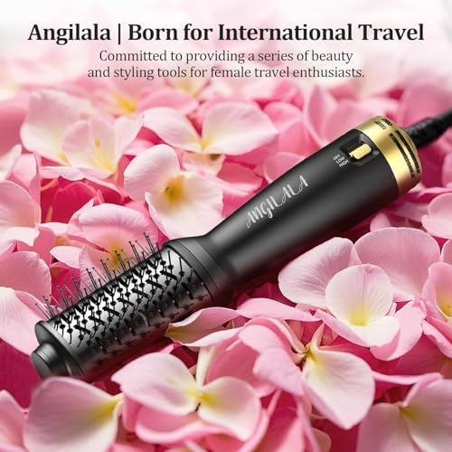 Dual Voltage(100~250V) Mini Hair Dryer Brush with European Plug Adapter for International Travel, Europe Travel Essentials for Women