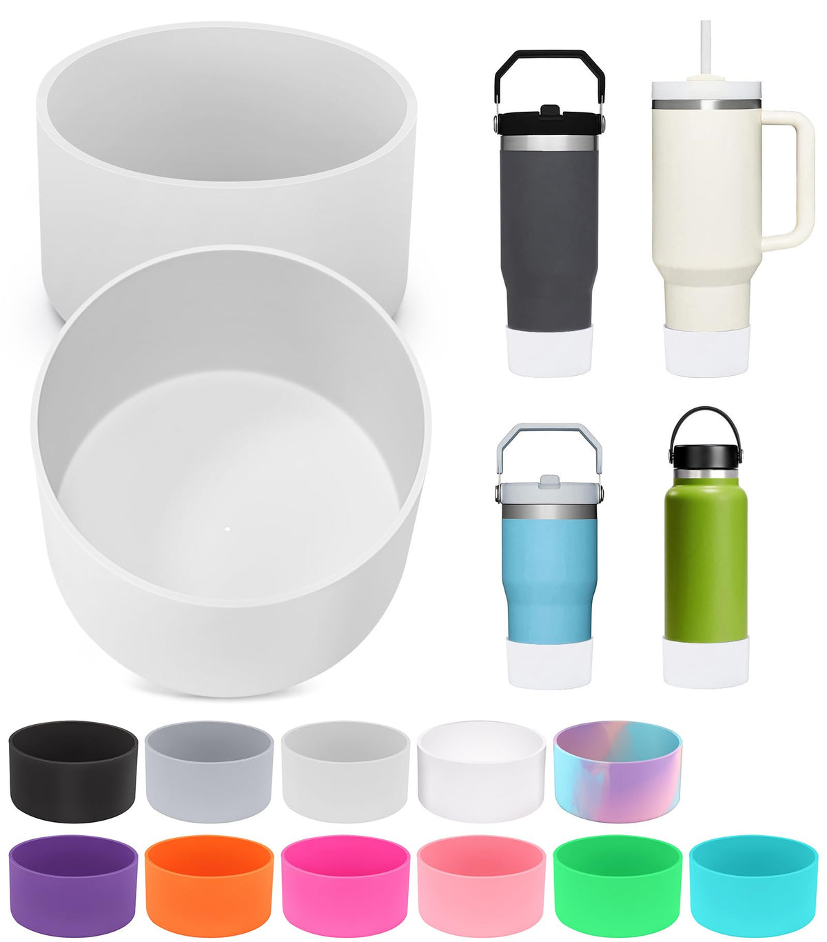 2 PCS for Stanley Boot, Silicone Bottom for Stanley Cup Boot Quencher Adventure 40oz&for Hydroflask Boot 12-24oz for Stanley Tumbler Accessories for Stanley Cup Accessories Avoid Scratches&Noise