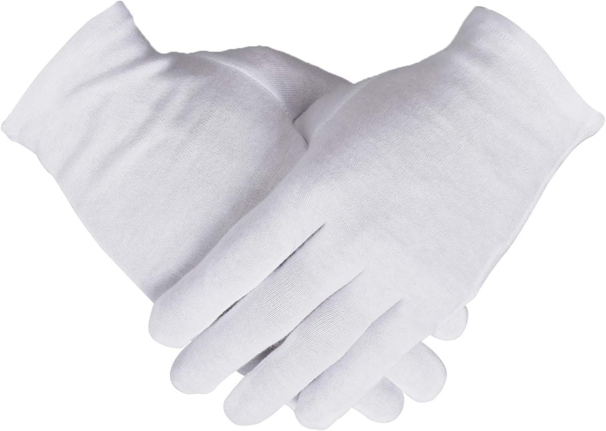 100% Cotton Gloves, 6 Pairs White Cotton Gloves for Women Dry Hands Eczema SPA Moisturizing - Work Glove for Serving Archival Coin Jewelry Inspection
