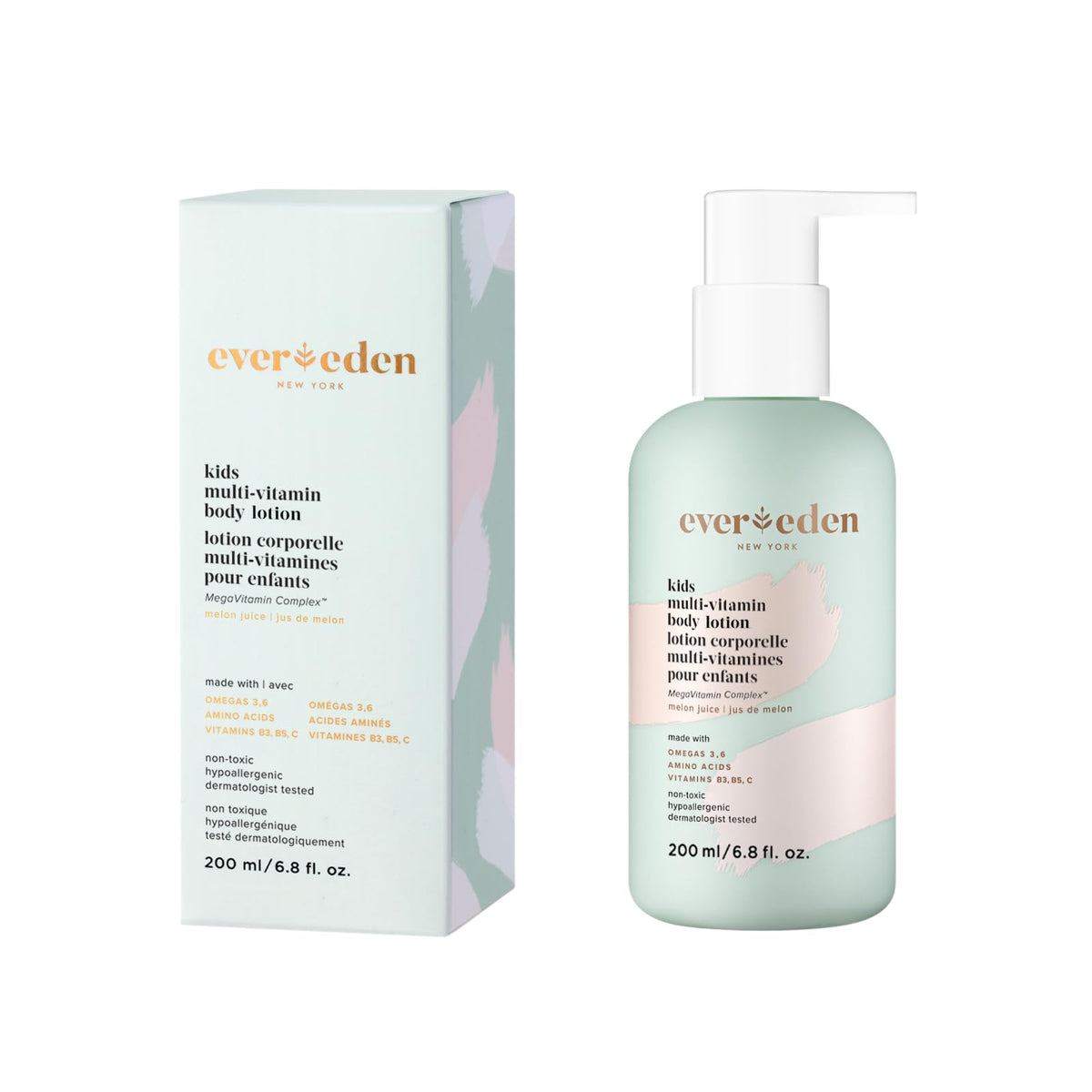 Evereden Kids Multi-Vitamin Body Lotion (6.8 fl.oz., Melon Juice): Gentle & Non-Toxic Moisturizing Kids Lotion | Nourishing & Protective Lotion for Kids
