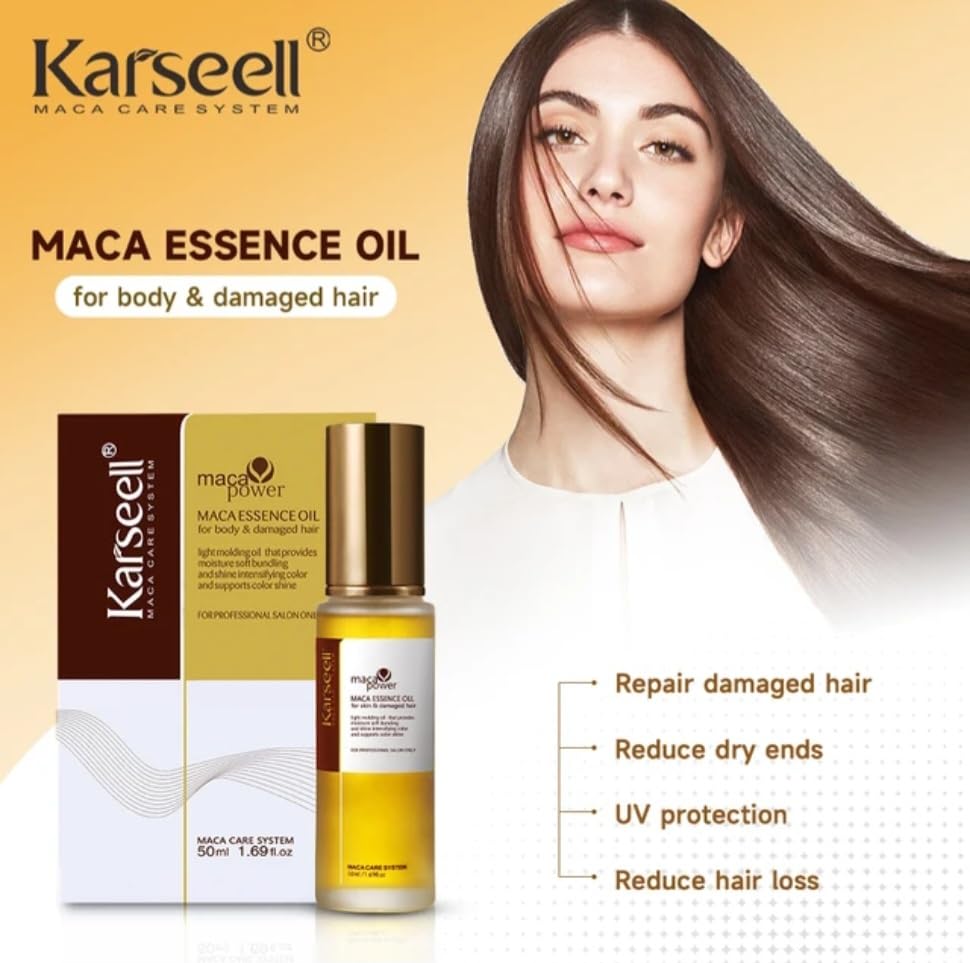 Karseell Hair Repair Set with Shampoo, Conditioner, and Maca Collagen Mask Plus Argan Oil for Dry Damaged Hair (52.39 fl oz), Multipack