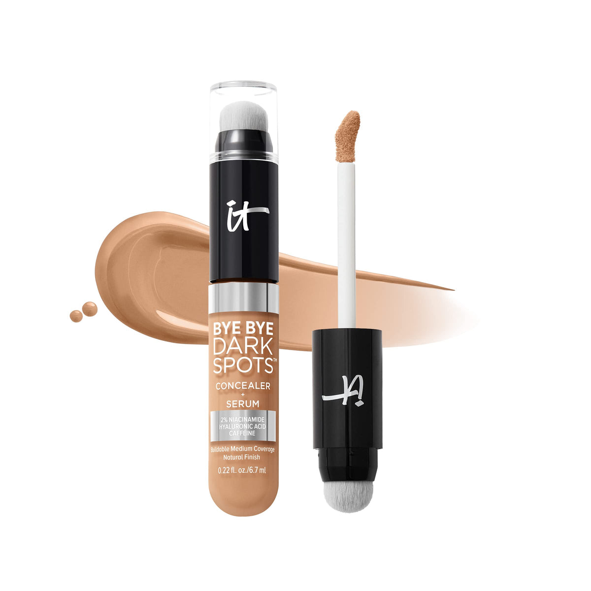 IT Cosmetics Bye Bye Dark Spots Concealer + Brightening Serum – 2% Niacinamide, Hyaluronic Acid & Caffeine - Medium Coverage, Natural Finish, All Skin Types – 33 Medium Neutral, 0.22 fl. oz