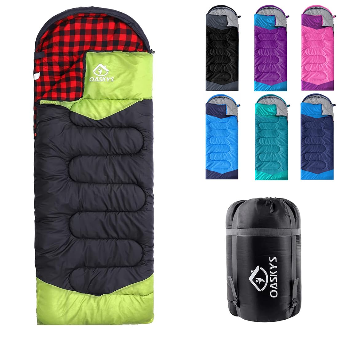 oaskys Camping Sleeping Bag - 3 Season Warm & Cool Weather - Summer Spring Fall Lightweight Waterproof for Adults Kids - Camping Gear Equipment, Traveling, and Outdoors
