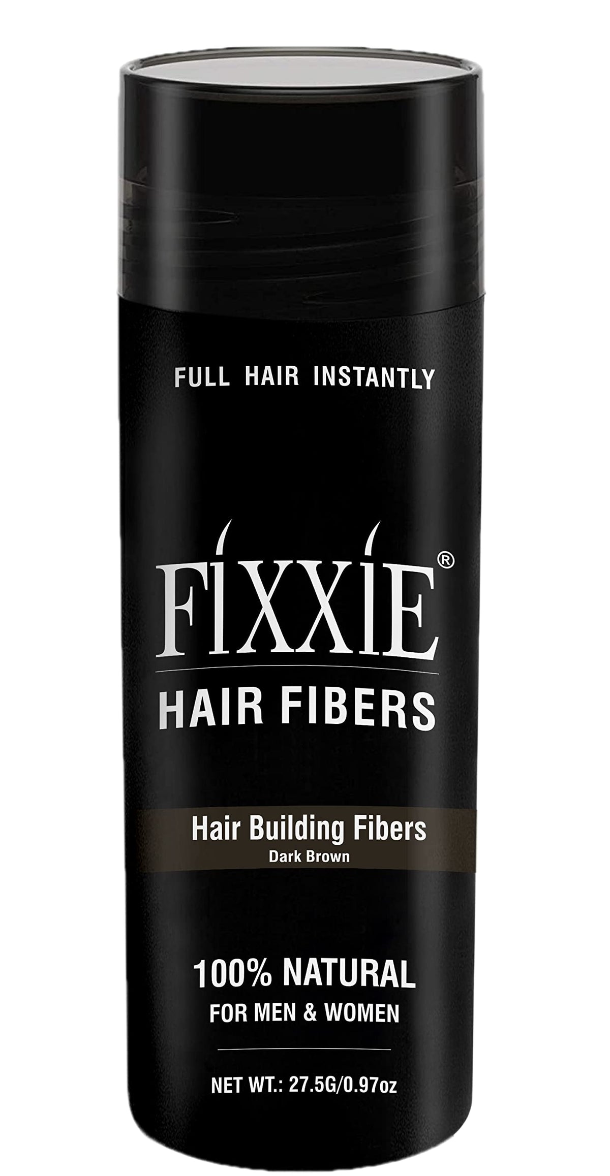 FIXXIE Hair Fibers DARK BROWN for Thinning Hair 27.5g Bottle, Hair Fibre Concealer for Hair Loss for Men and Women, Naturally Thicker Looking Hair with Keratin Hair Fibres