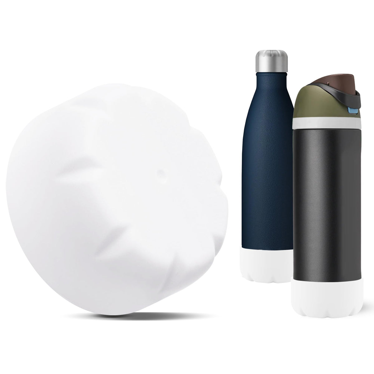 VIKIZUES Silicone Boot Compatible with Owala Water Bottle 24 oz & S'well 25 oz Water Bottle and More 25 oz Stainless Steel Water Bottles, Anti-Slip Bottom Protector Sleeve (White)