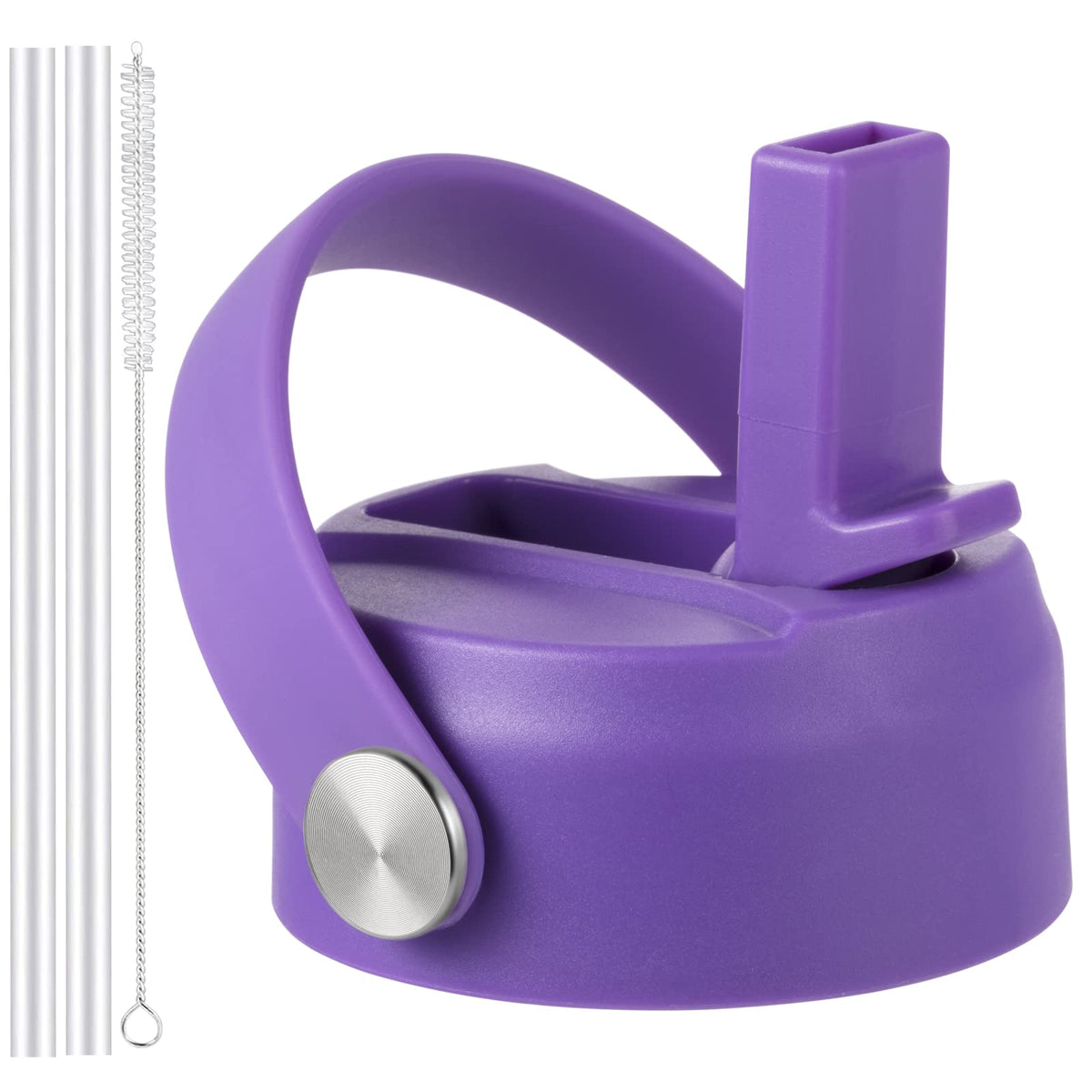 Straw Lid for Hydro Flask Wide Mouth, Straw Lid with Flexible Handle and Straws, Replacement Sports Straw Cap for Hydroflask Straw Lid Wide Mouth Top 32 40 oz
