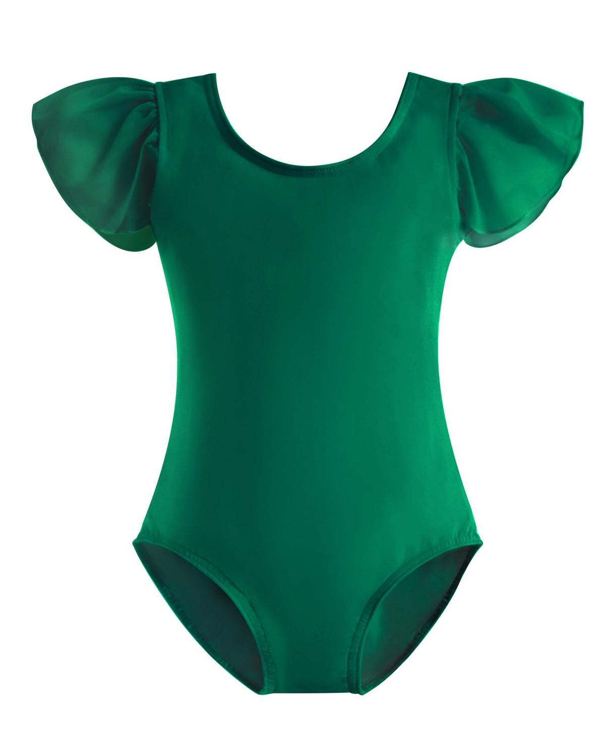 Stelle Girls Toddler Leotard for Ballet Dance Leotards Gymnastics Ruffle Short Sleeve Outfits (Green,6-7 Years)