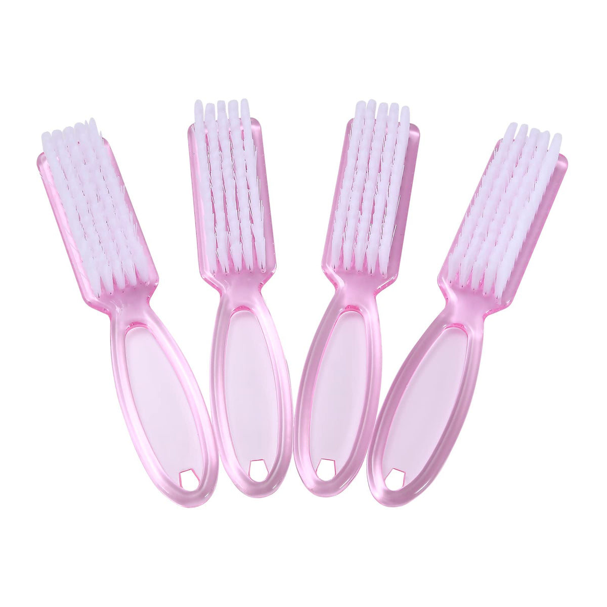 Yebeauty Nail Brush Fingernail Cleaner, 4 Pack Hand Scrub Cleaning Brush Plastic Hand Finger Toes Scrubbing Brush, Pedicure Nail Scrubber,Clear Pink