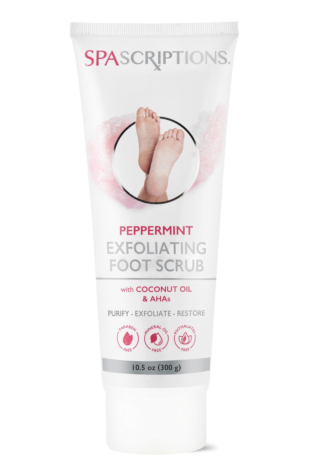 SpaScriptions Peppermint Exfoliating Foot Scrub with Peppermint, Coconut Oil, Alpha Hydroxy Acids (AHAs), Exfoliates, Purify, and Restores (10.5 oz)
