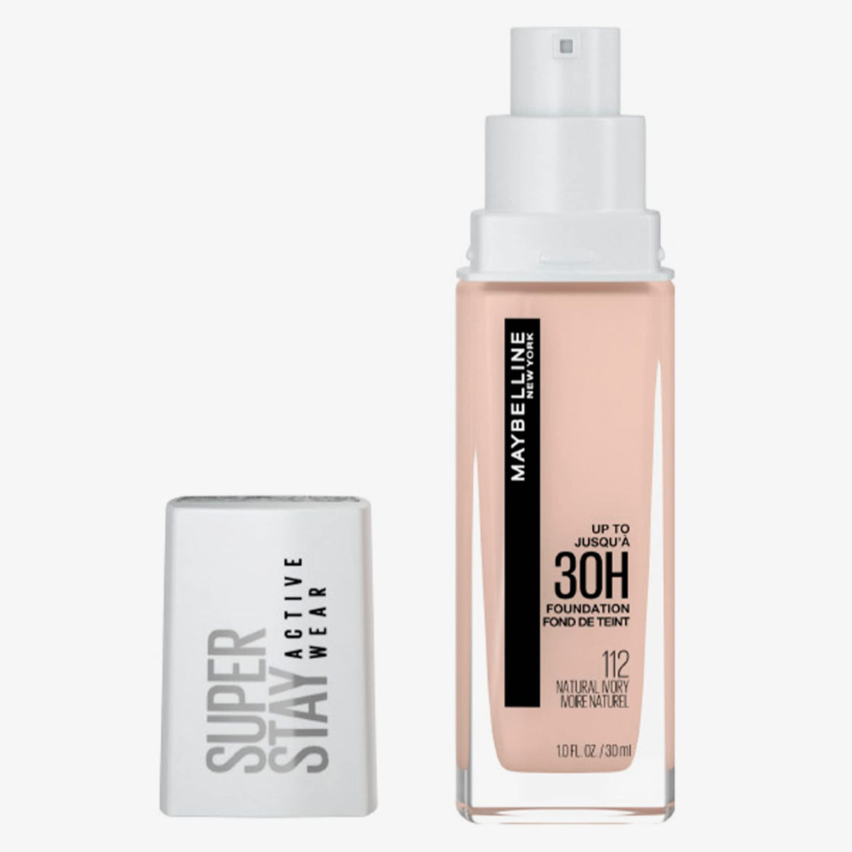 Maybelline Super Stay Full Coverage Liquid Foundation Active Wear Makeup, Up to 30Hr Wear, Transfer, Sweat & Water Resistant, Matte Finish, Natural Ivory, 1 Count