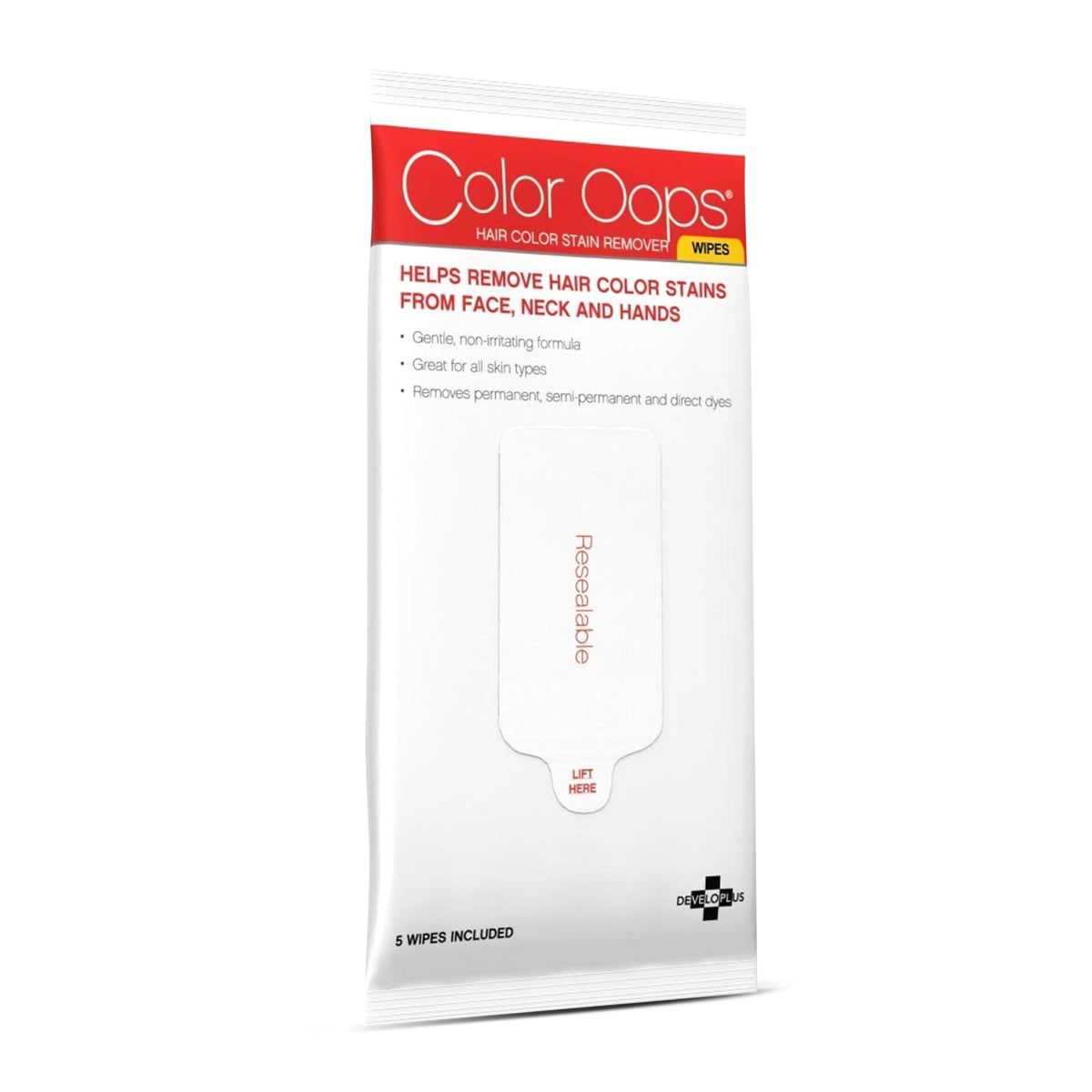 Color Oops Hair Color Remover Wipes, 5 Count, Coconut Oil Base Quickly and Gently Removes Temporary, Semi-Permanent, & Permanent Hair Color Stains From Your Skin, Cruelty Free