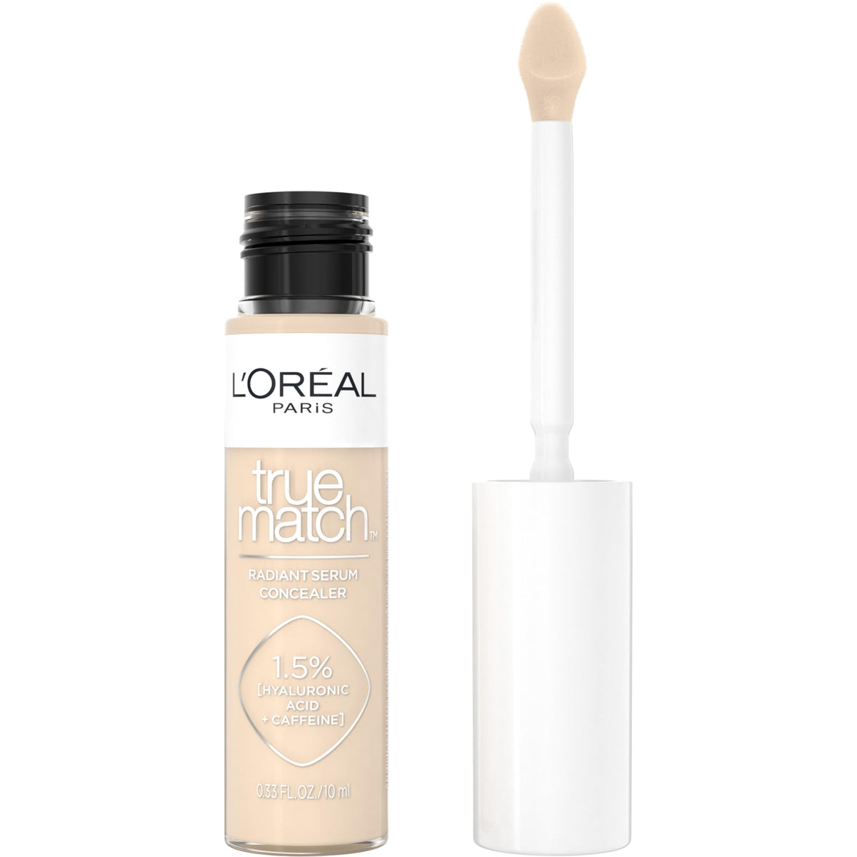 L’Oréal Paris True Match Radiant Serum Concealer, Brightening Under Eye Concealer Make Up with 1.5% Hyaluronic Acid and Caffeine, C2, 0.33 Oz