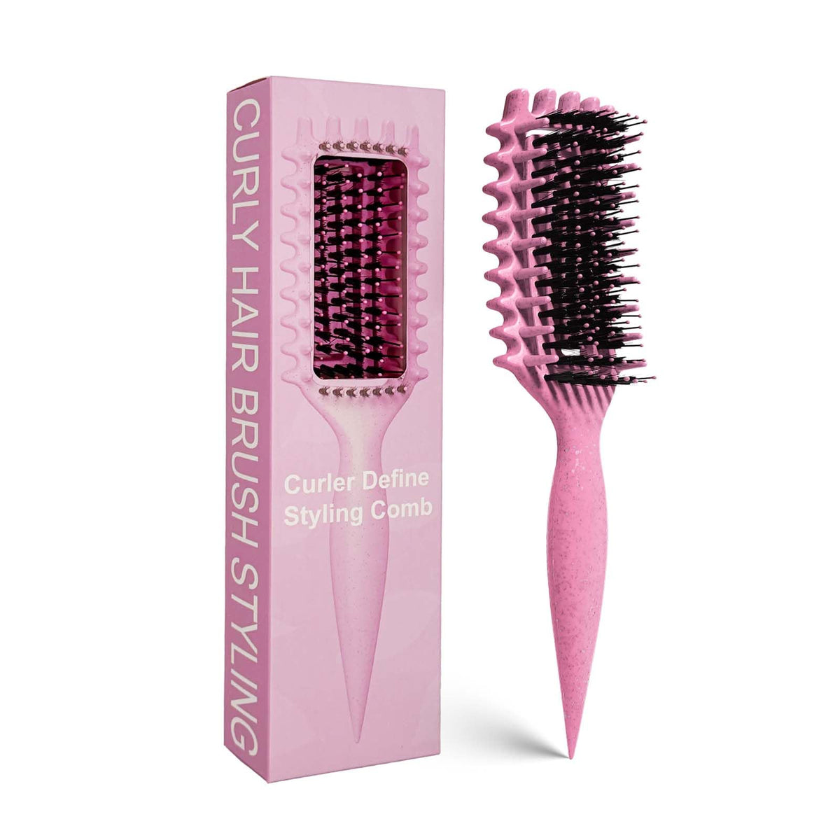 Curly Hair Brush Candybrush Curl Defining Brush for Detangling Shaping and Defining Curls for Women, Men, Wet & Dry Hair (Pink)