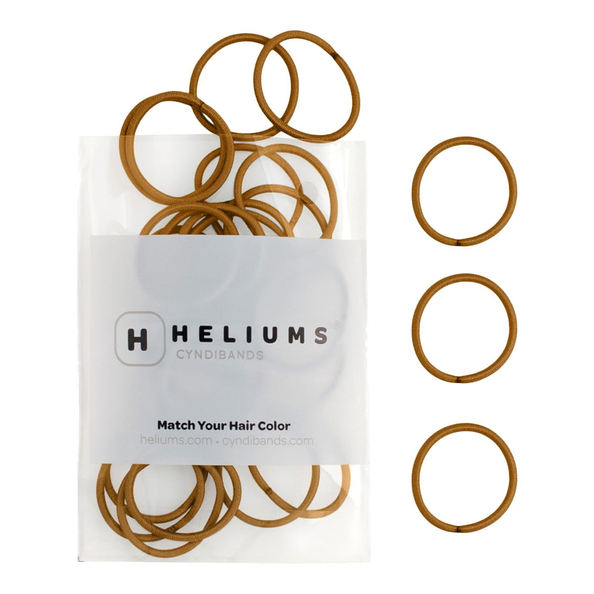 Heliums Small Hair Ties - Dark Golden Blonde - No Damage Mini 1 Inch Reusable 2mm Elastics for Thin Hair and Kids, Neutral Ponytail Holders - 48 Count