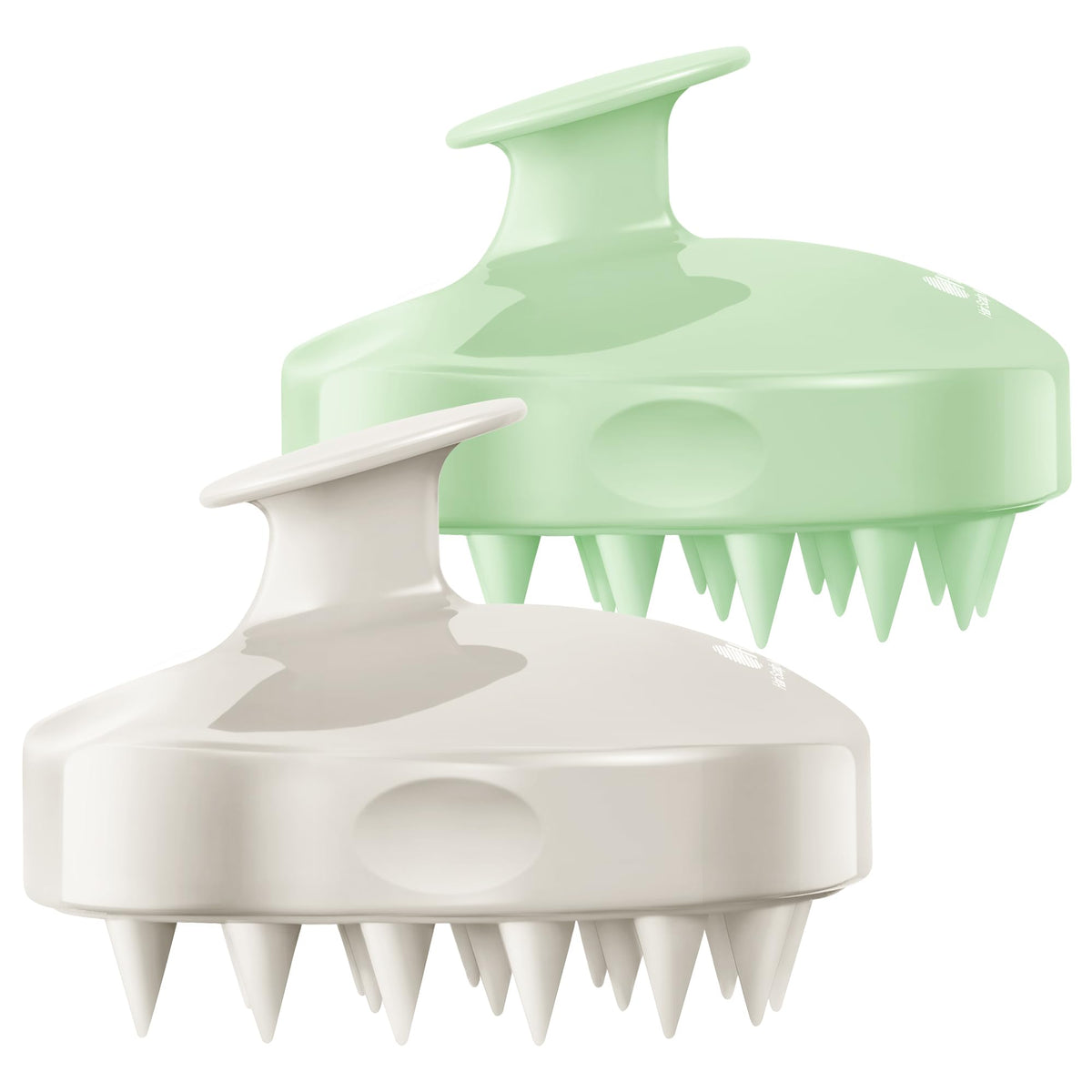 HEETA Scalp Massager Shampoo Brush 2 Pack, Soft Silicone Bristles to Remove Dandruff, Waterproof Scrubber for Wet Dry Hair, Suitable for Men & Women (Light Beige&Green)