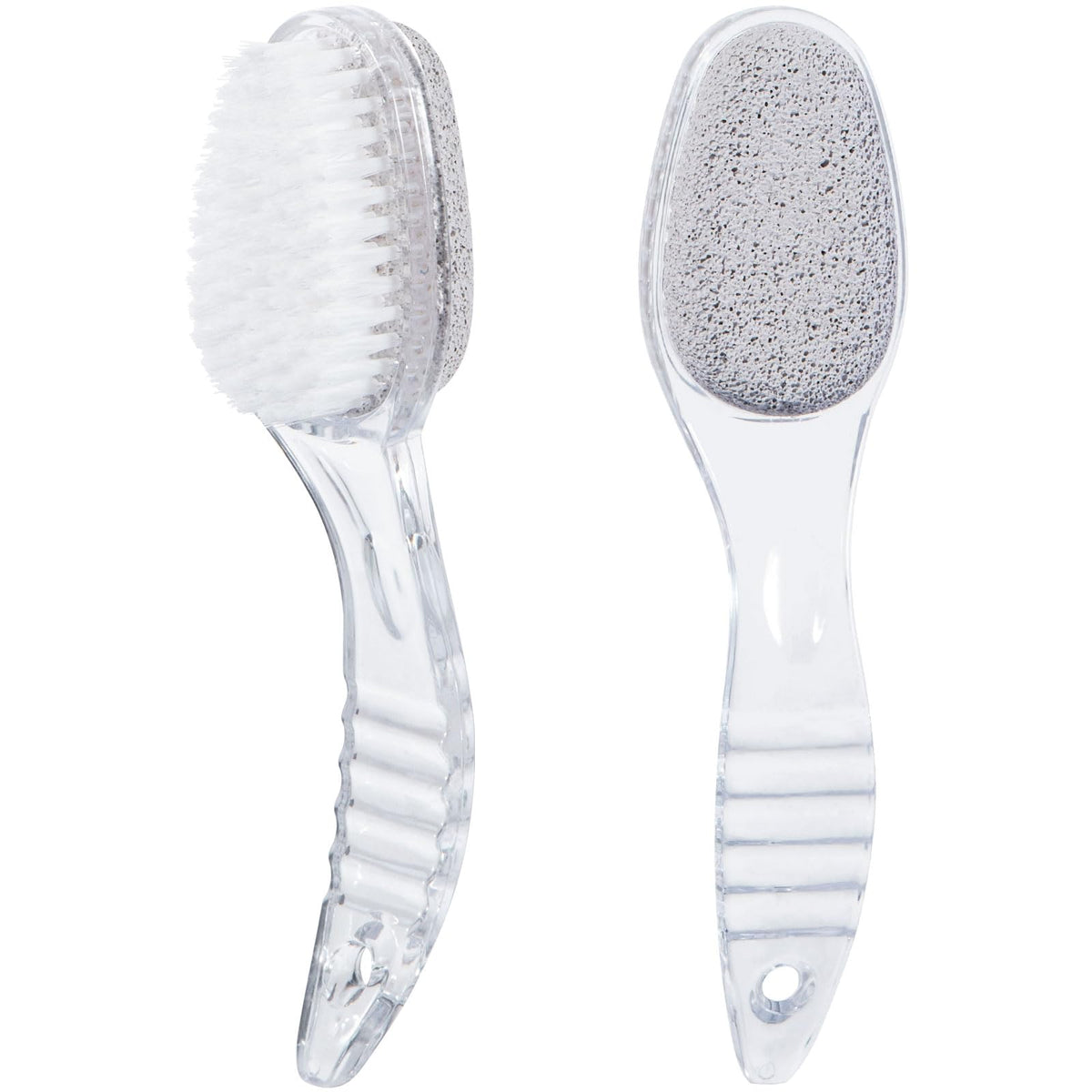 2 Pcs Foot Pumice Stone Brush Calluses Remover, Ooloveminso Large Foot Scrubber Foot File with Handle 2 in 1 Suitable for Horniness Foot Spa, Foot Care Smooth Skin (Transparent)