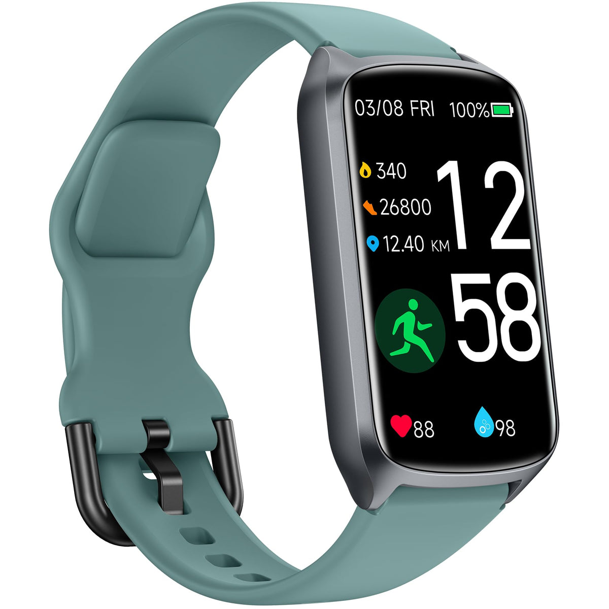 Amzhero Health Fitness Tracker with 24/7 Heart Rate, Blood Oxygen, Blood Pressure, Sleep Tracker, 5ATM Waterproof Activity Trackers with Step Tracker, Pedometer (S & L Bands Included)