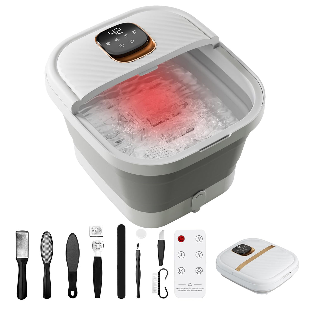 Collapsible Foot Spa with Heat, Touchscreen, Foldable Foot Bath Massager with Temperature Control, Foot Massage Rollers, Pedicure Foot Spa for Home, Office, Relaxation, Valentines Gift for Men & Women