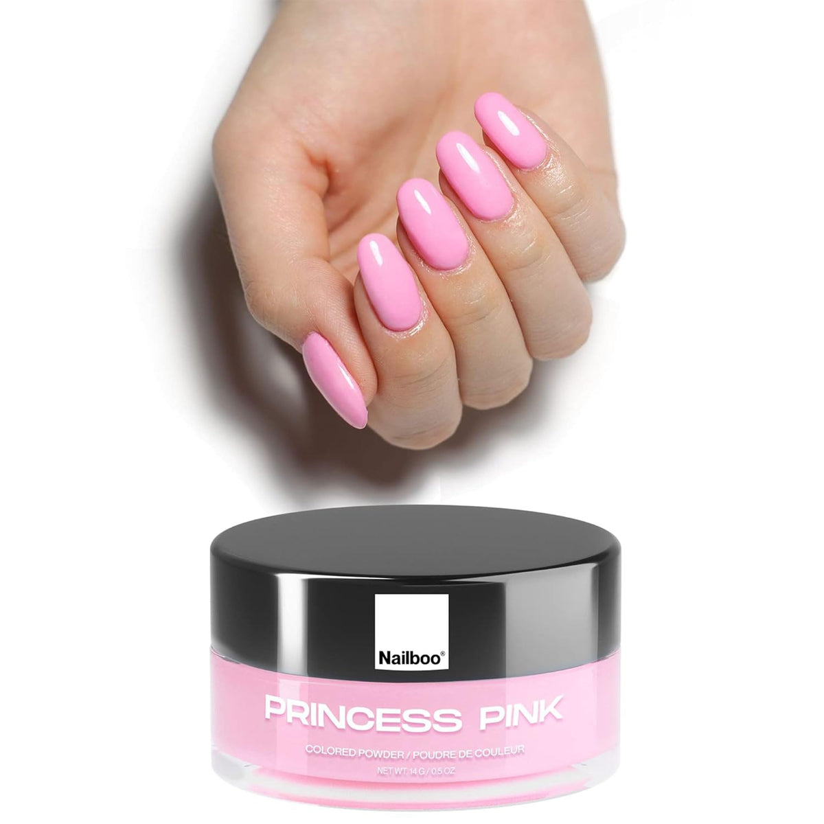 Nailboo PREMIUM Nail Dip Powder, Long-Lasting Dip Nails, Use With Nailboo Essential Liquids, Princess Pink Bright Pink Nail Dip Powder, 0.5 oz (1 Pack)