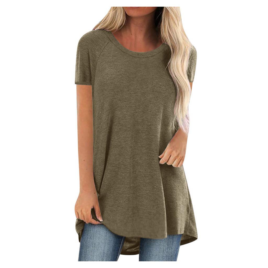 Aniywn Women's Plus Size Sweatshirt Tops Ladies Baggy Short/Long Sleeve Thin Solid/Printing Pullover Blouse T Shirts