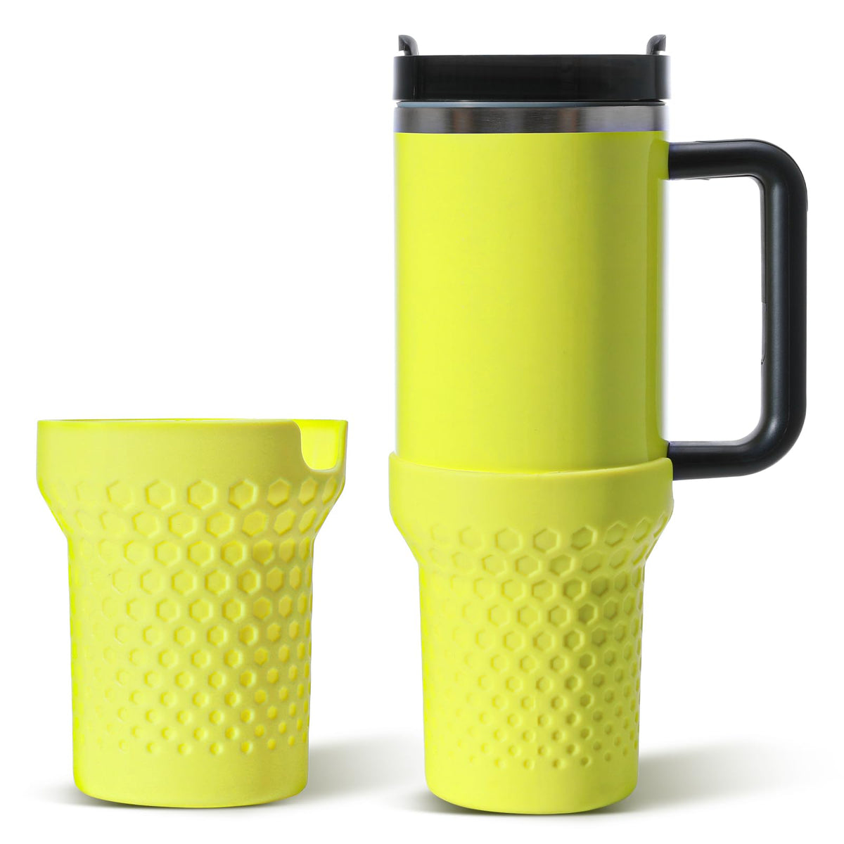Thxbag Silicone Boot for Stanley Cup 30 oz, Yellow Neon Boot Sleeve Cover Fit with Stanley H2.0 and Quencher Adventure Tumbler Accessories (Neon Yellow, 30oz&20oz)