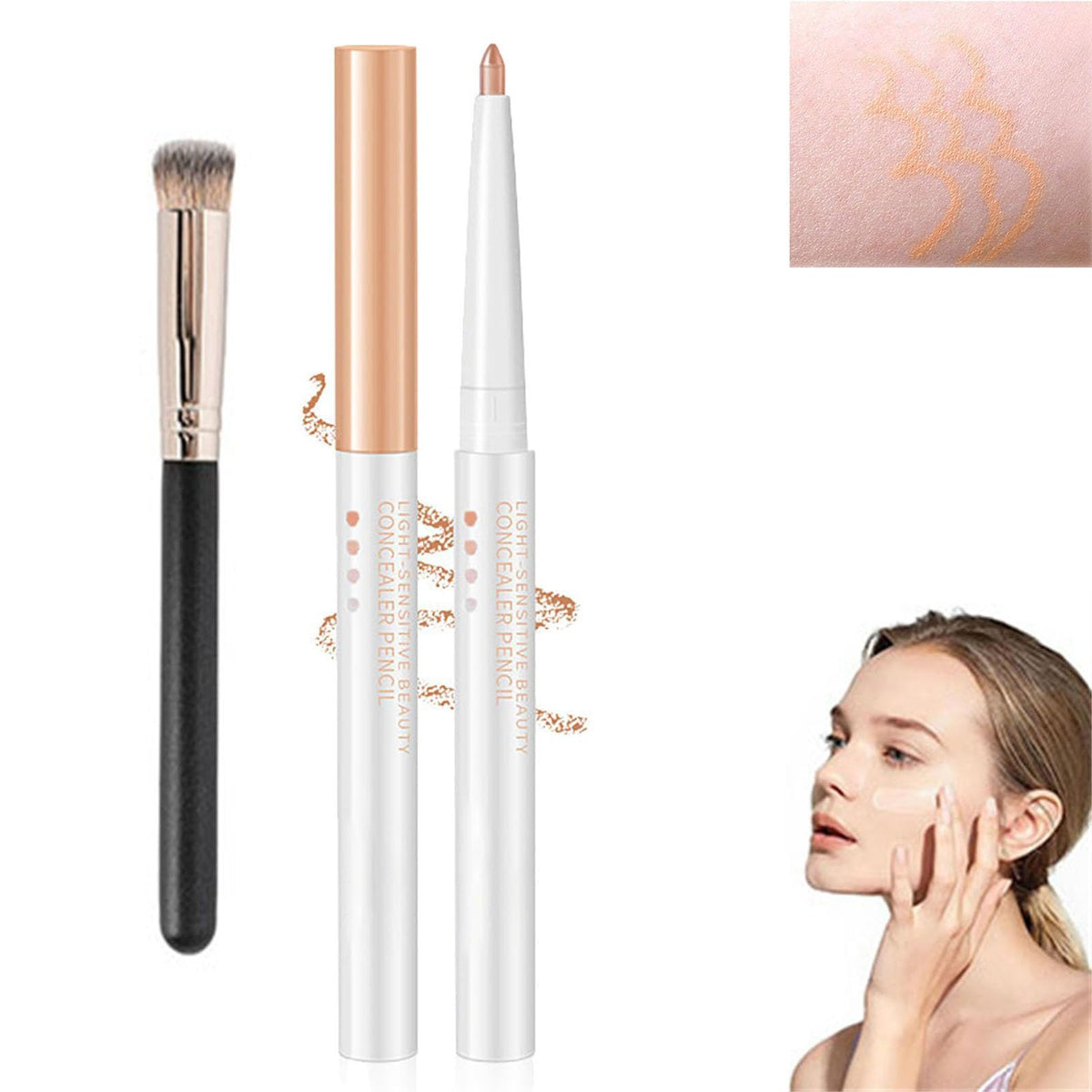 vljsfkh Slideach Multifunctional Concealer Stick, Slideach Makeup Correcting Pen, Waterproof Full Coverage Beauty Concealer Pencil, Change The Lip Line, Refine The Brow Shape-1# Dark Skin