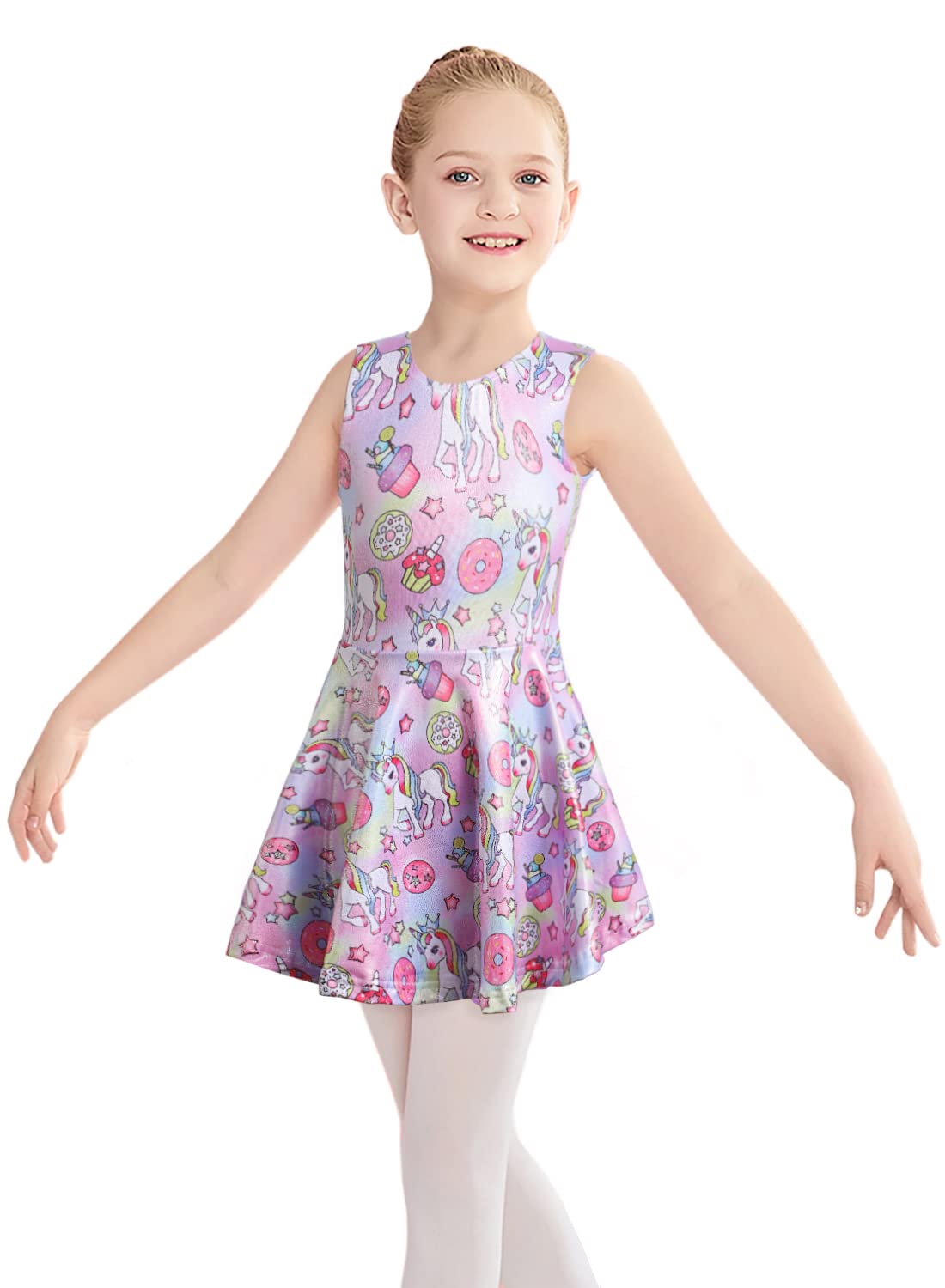 Belovance Toddler Girls Ballet Leotards Dress 4t 5t Kids Gymnastics Dance Outfit Pink Unicorn (Pink Unicorn, 120(4-5 Years))