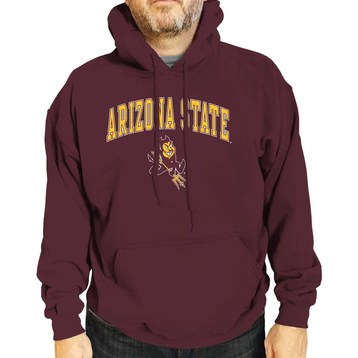 Campus Colors Adult Arch & Logo Soft Style Gameday Hooded Sweatshirt (Arizona State Sun Devils - Maroon, Large)