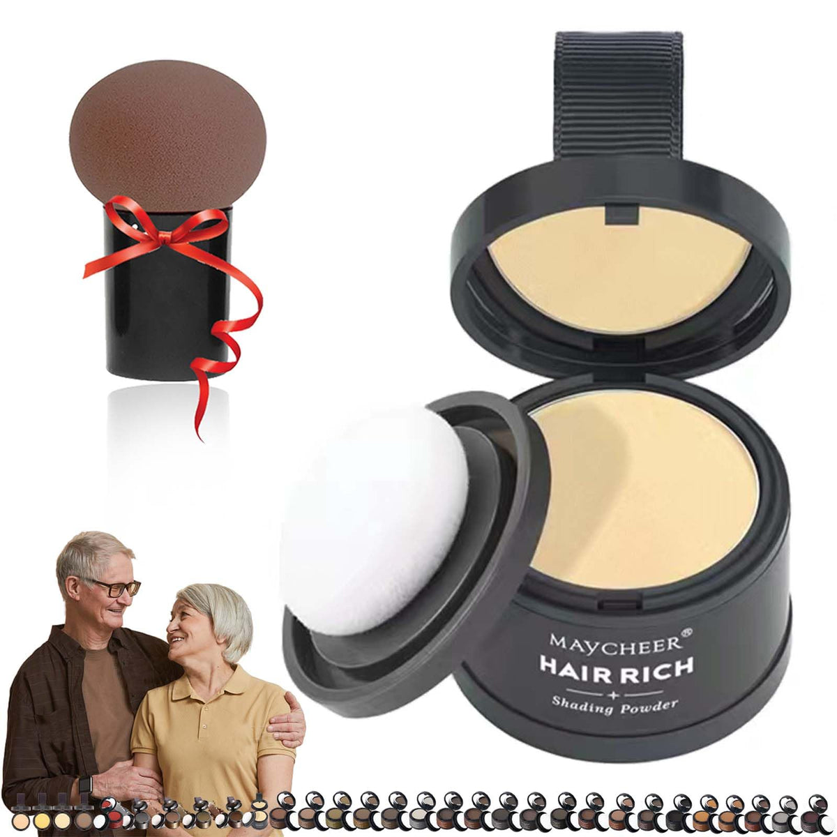 Maycheer Pang Pang Hair Shadow, Maycheer Hairline Powder for Women, 30 Colors Maycheer Root Cover up with Mirror and Cushion, Instantly Conceals Hair Loss (#30 Golden Yellow)