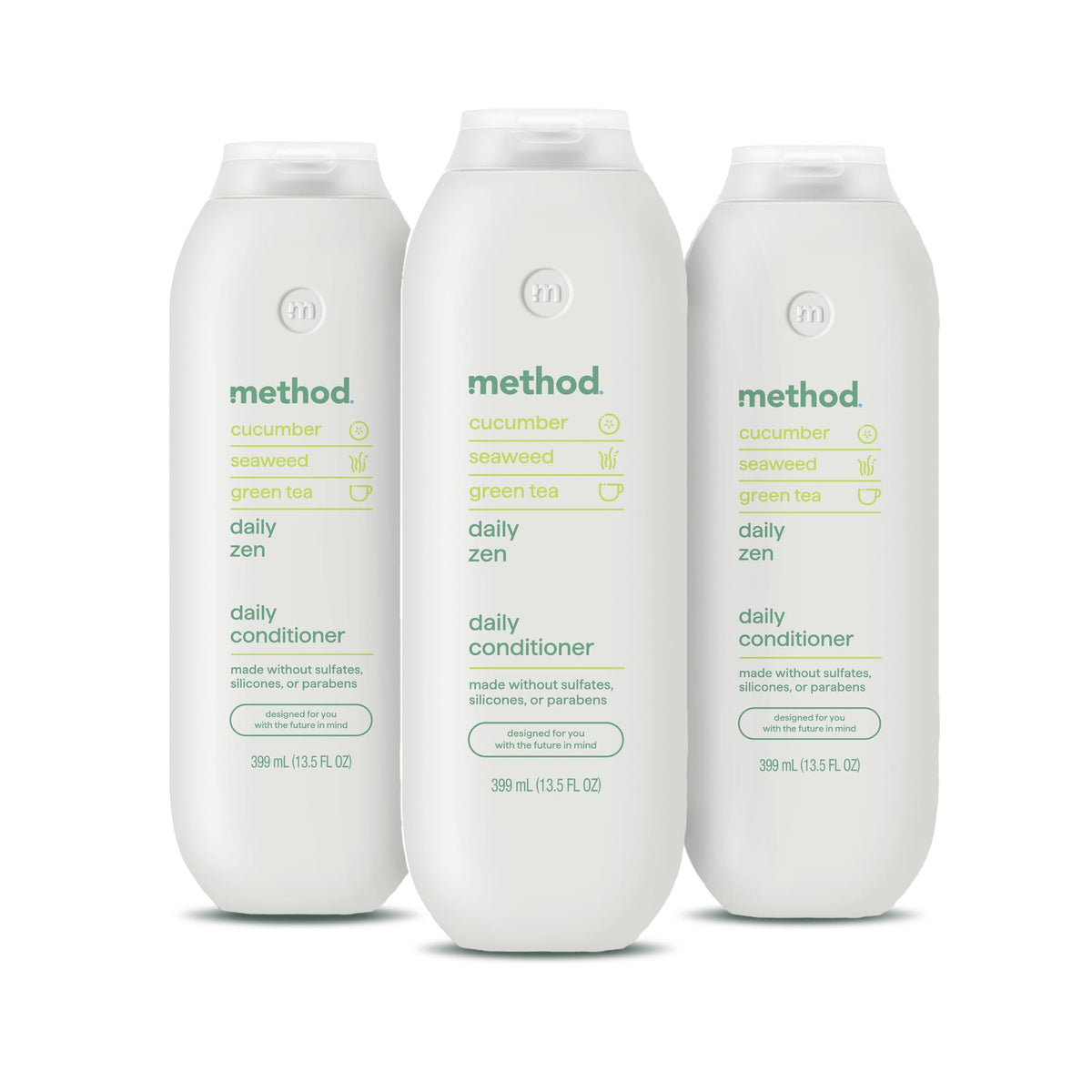 Method Everyday Conditioner, Daily Zen with Cucumber, Green Tea, and Seaweed Scent Notes, Paraben and Sulfate Free, 13.5 oz (Pack of 3)