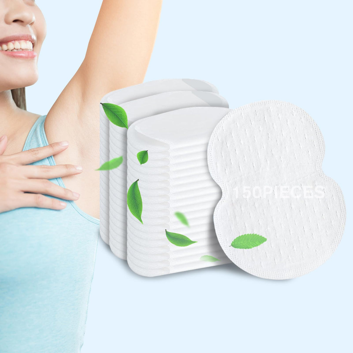 ziyue 150 PCS Underarm Sweat Pads Premium Disposable Armpit Sweat Pads for Women Men Comfortable Sweat Shield Fight Hyperhidrosis Underarm Protection