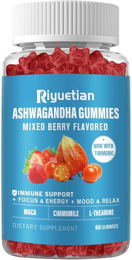 Ashwagandha Gummies for Women & Men - Immune Support & Increased Energy - Ashwagandha Supplements for Men & Women - Natural Strawberry Flavor (120 Count)