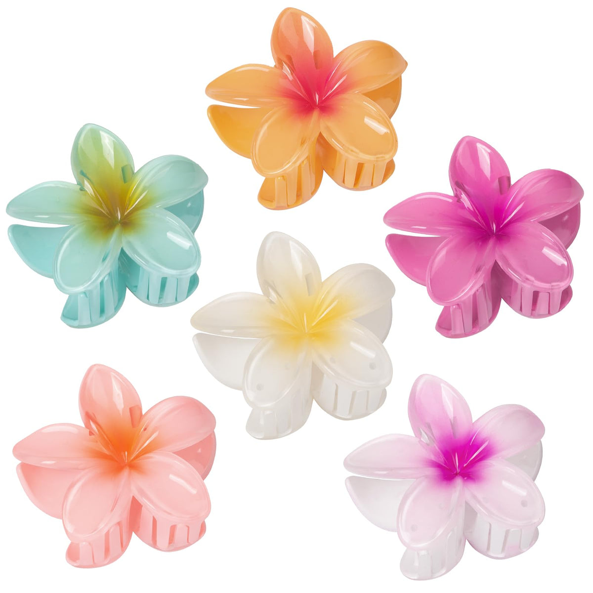 6 Pcs Flower Hair Claw Clips, Hawaiian Hair Clips for Women, Beach Cute Hair Accessories