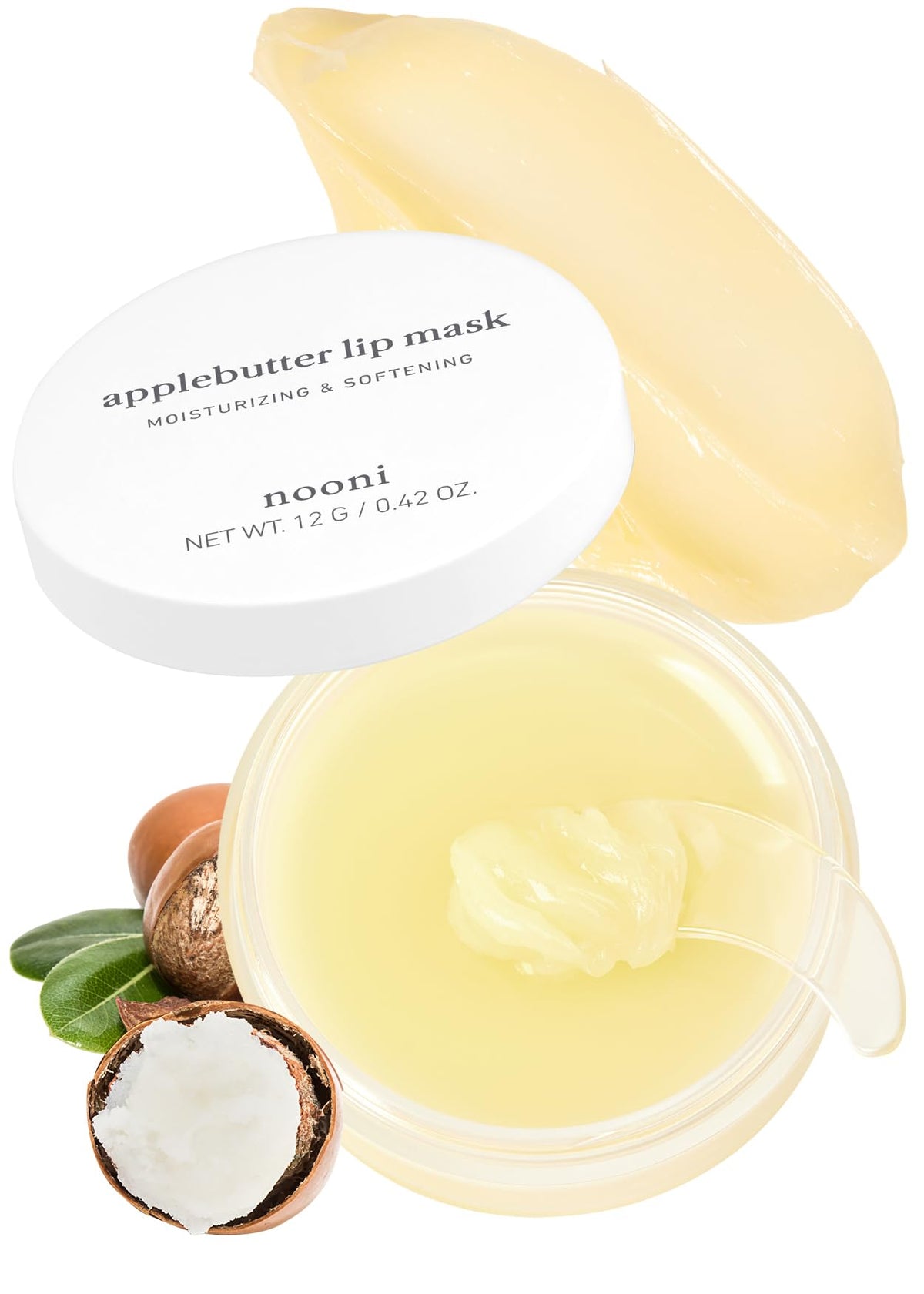 NOONI Vegan Butter Melting Balm - Applebutter Lip Sleeping Mask | Shea Butter, Vitamins, Nourishing Treatment for Dry Lips, Soothing, Overnight Moisturizer, Mother's Day, 0.42 Oz