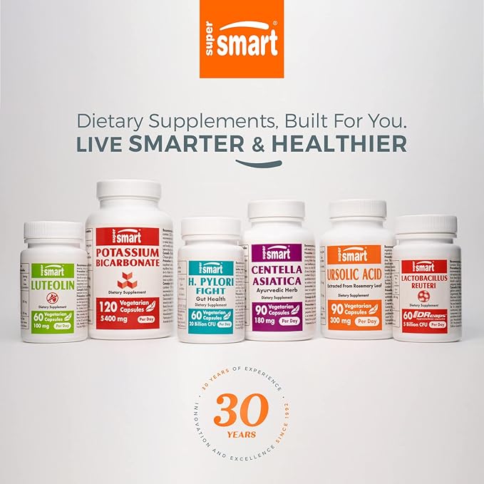Supersmart - Ginkgo Biloba 180 mg Per Serving - Extract Standardized to 24% Ginkgo Flavonglycosides - May Improve Peak Performance & Healthy Blood Flow | Non-GMO & Gluten Free - 90 Vegetarian Capsules
