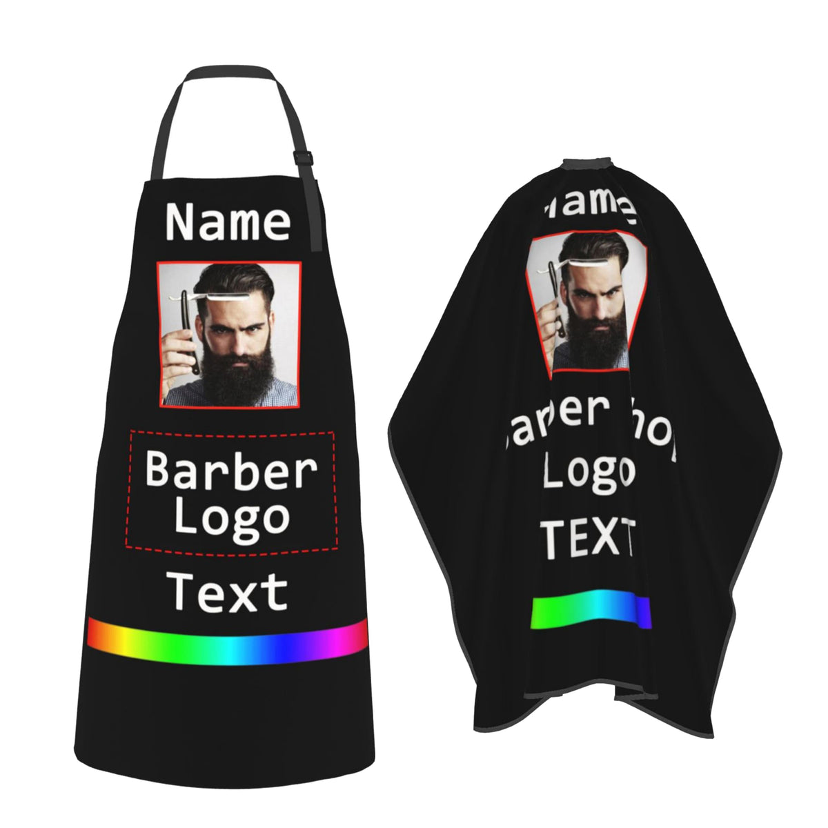 VANCIPO Custom Barber Aprons For Men Women Personalized Barbershop Apron With Pockets Customize Hair Cutting Kits Add Name Text Photo