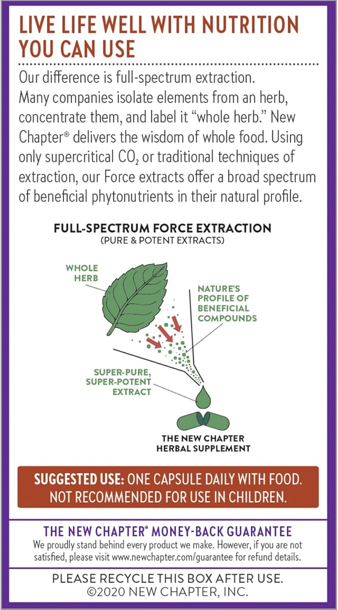 New Chapter Cinnamon Supplement - Cinnamon Force for Antioxidant Action + Non-GMO Ingredients - 30 ct Vegetarian Capsules