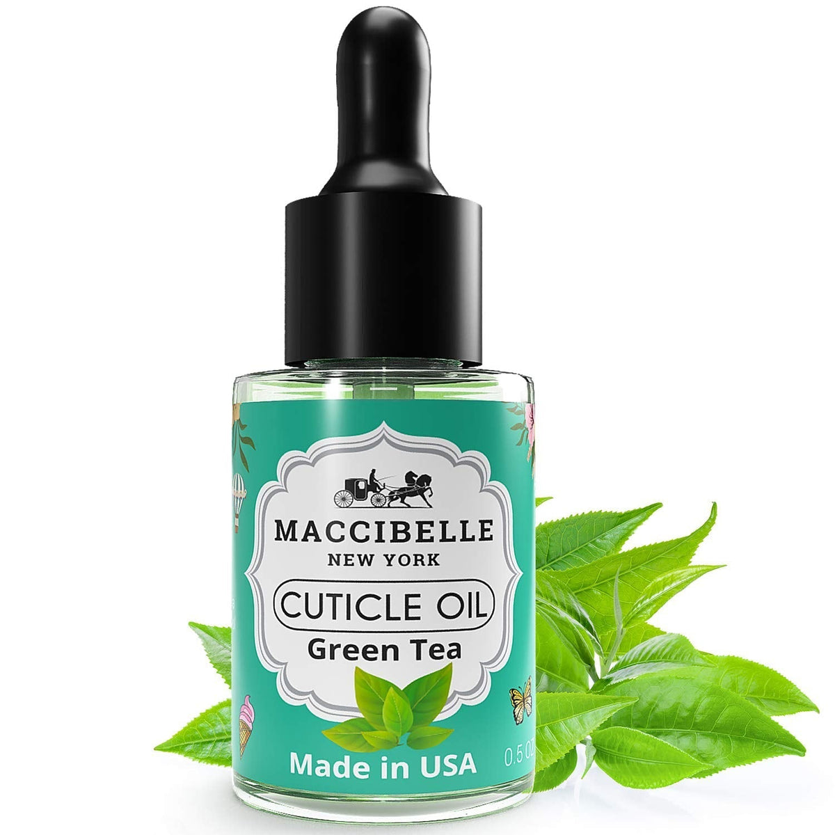 Maccibelle Cuticle Oil 0.5 oz - Heals Dry Cracked Cuticles (Green Tea, 0.5 Fl Oz)