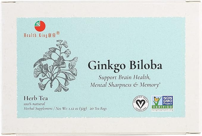 Health King Ginkgo Biloba Herb Tea, Teabags, 20 Count Box