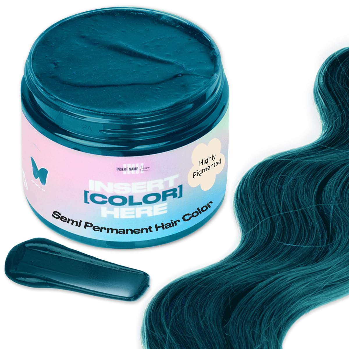 INH Semi Permanent Hair Color | Color Depositing Conditioner, Aquamarine Hair Dye | No Bleach No Peroxide Temporary Blue Green Tint for Women, Men | Vegan, Ammonia Free, Sulfate Free, Ready to Use 6oz